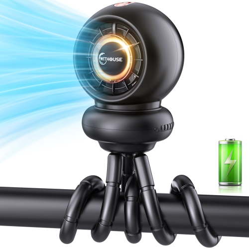 BENGOO Battery Operated Stroller Fan Large ,8000mAh Rechargeable Fan, 75° Auto Oscillation Portable Fan for Stroller, 4 Speeds with Natural Wind,5-12H Runtime, Detachable Base & LED Display