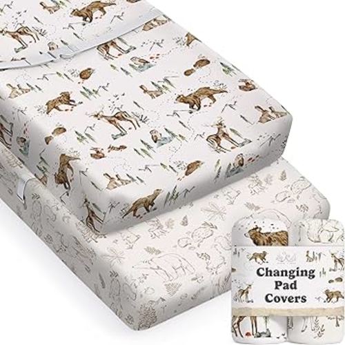 Baby Changing Pad Cover 2-Pack for Boys, Girls (Magic Forest) - Premium Fitted Sheets Baby Diaper Changing Table Cover - Buttery Soft Cotton Blend