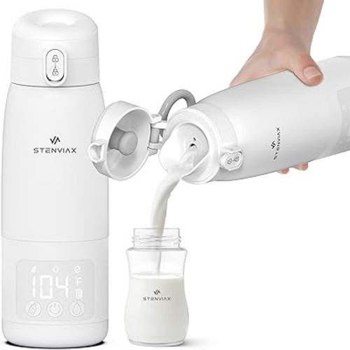 Baby Portable Bottle Warmer Pro|500ml Large Capacity with Ultra Powered 14000mAh Battery |48-Hours Performance for Travel & Home |Fast Charging & Heating for Breastmilk or Formula (Luxe White)