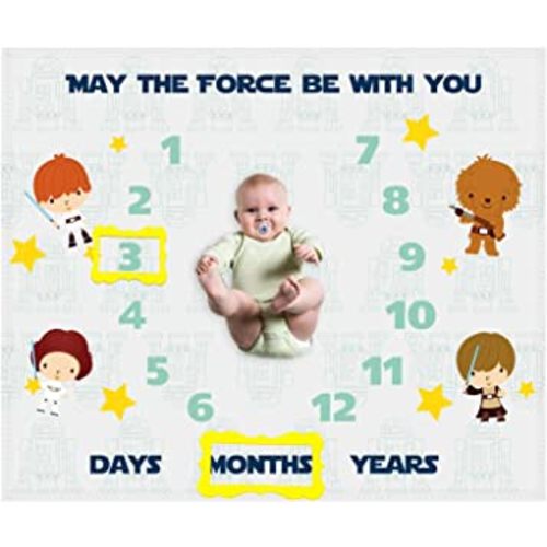 Baby Monthly Milestone Blanket for Kids - May The Force Be With You
