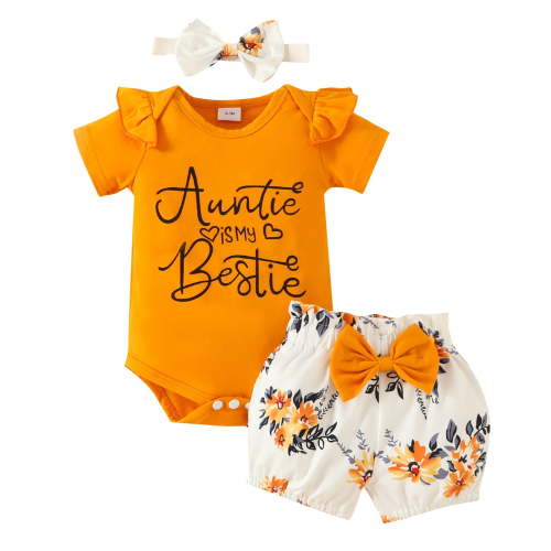 PEASKJP Baby Outfits Baby Girl Clothes Stuff Summer Cute Outfit,Orange 3-6 Months