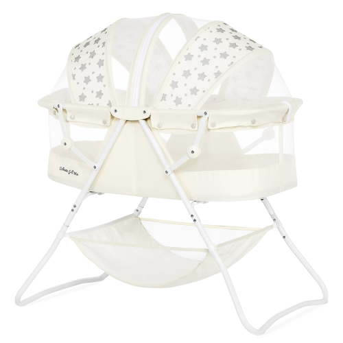 Dream On Me Karley Bassinet in French White, Quick Fold and Easy to Carry, Large Storage Basket