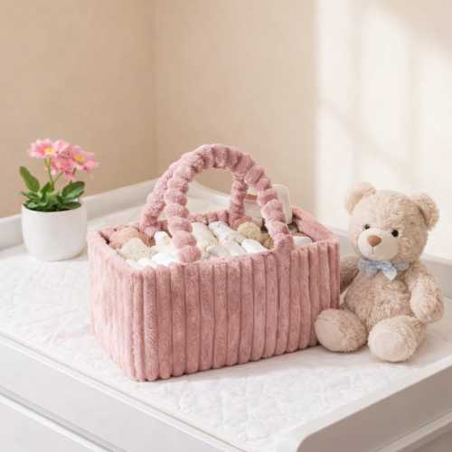 Pink Diaper Caddy Organizer, Baby Changing Table Storage Basket, Baby Shower Gift, Nursery Decor