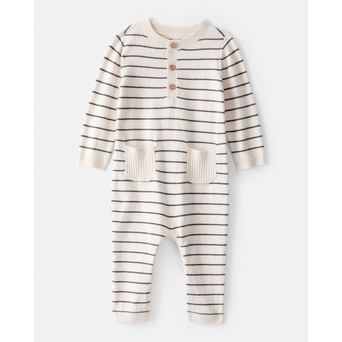 Baby Boy Striped Cotton Long-Sleeve Jumpsuit