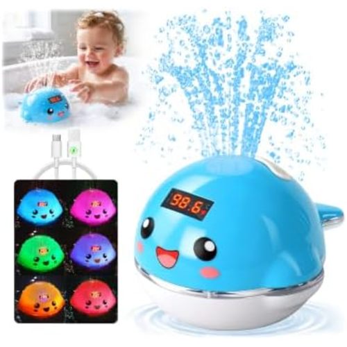 Pircaath Light Up Bath Sprinkler Toy for Baby 0-36 Months, with Thermometer