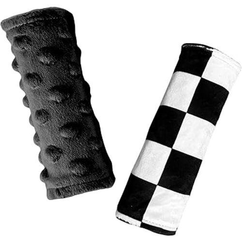 Carseat Strap Covers for Babies, Ultra Soft Double-Sided Use Shoulder Covers, 2 Pack Infant Seat Belt Covers for Car Seats/Strollers/High Chairs, for Baby Toddler Infant Boy Girl,Black Checkered
