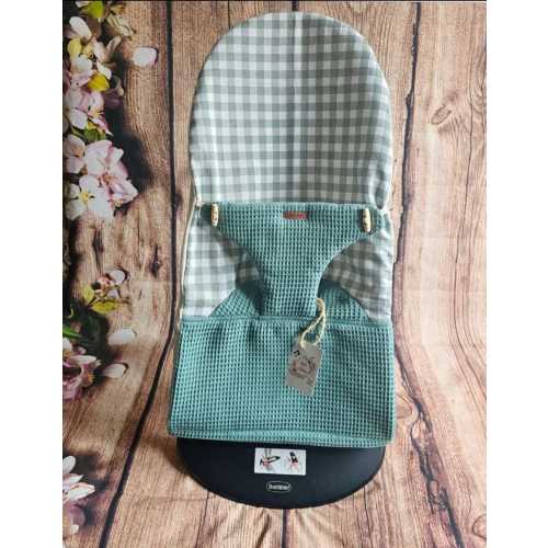 Complete cover for Babybjorn hammock - Replaces the original upholstery, gingham check combined with waffle fabric of your choice