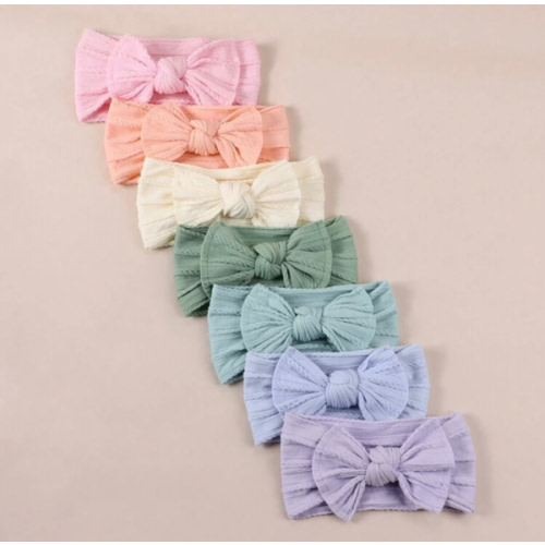 7pcs Baby Girl Nylon Elastic Twist Headbands Hairbands Set, Suitable For All Seasons, Ideal For Photoshoots Love Valentine