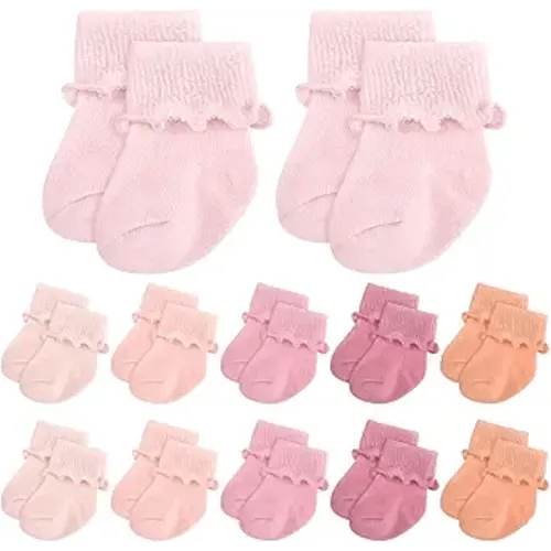 Preemie Ankle Socks Ruffle Turn Cuff