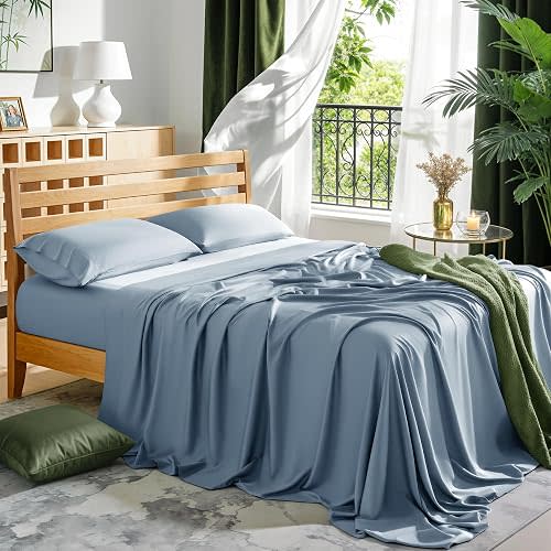 LBRO2M 100% Rayon Derived from Bam_boo Cooling Bed Sheet Set 19"Deep Pocket