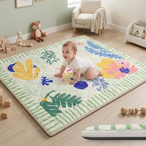 1.6" Thick Baby Play Mat, 50x50 Removable & Machine Washable Cover