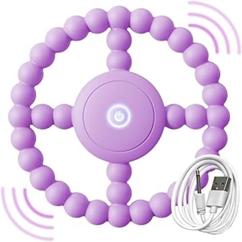 Vibrating Sensory Chew Toy – Baby Teether for 6-12 8-18 Months, Autism Sensory Toys for Kids, Toddler Travel Essential & 1-2 Year Old Christmas Boys Girls Gift Idea (Purple)