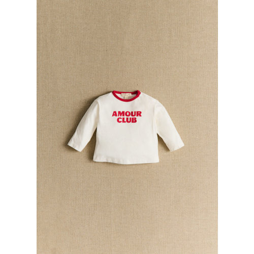Amour club Bébé T-Shirt - Ecru / Red
