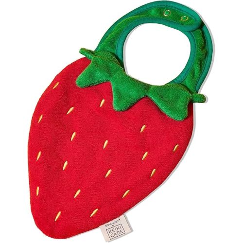 Strawberry Shaped Drool Bib – Premium Handmade Baby Bib for Infants & Toddlers | Soft, Absorbent, Gentle Cotton | Unique Cute Infant Gift, Newborn Essentials, Boutique Baby Accessories