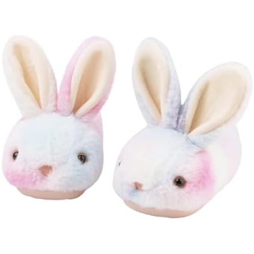 Drecage Girls Toddler Slippers Boys House Shoes for Little Kids Cute with Bunny Design Plush Indoor Slippers Non-Slip
