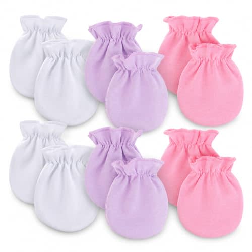 Newborn Baby Unisex Baby Mittens, No-scratch Mitts,No Scratch Infant Gloves Mitten for Baby,Set of 6 Gloves