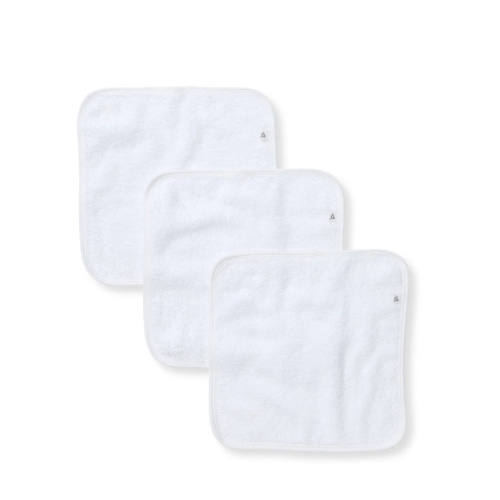 Organic Cotton Woven Terry Solid Washcloths 3 Pack - Cloud