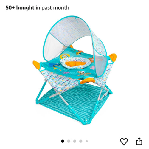 Bright Starts Disney Baby Finding Nemo Pop 'N Jump Foldable Activity Center, Indoor/Outdoor, Unisex, 6 Months+