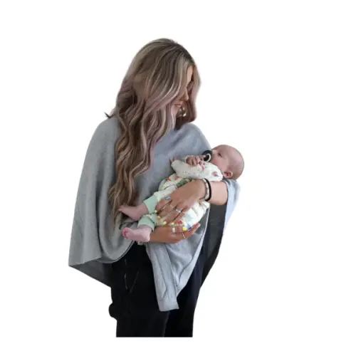 Organic Nursing Cover - Nursing Shawl & Scarf - Heather Grey