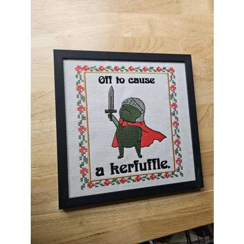 Kerfuffle Knight  Frog framed Embroidered wall art