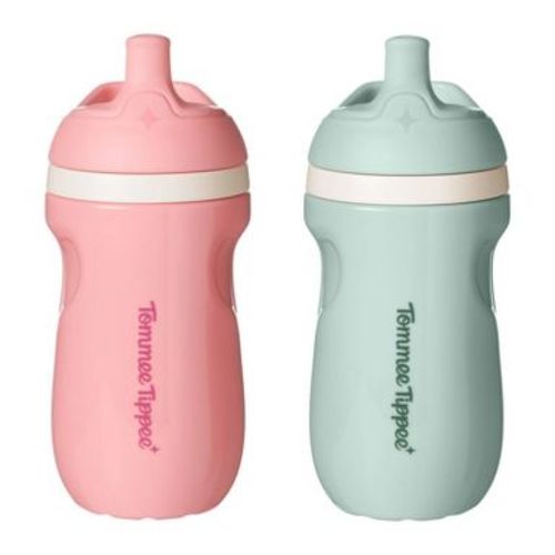 Tommee Tippee 9 fl oz Plastic Insulated Sporty Spout No Spill Toddler Water Bottles 12m+ - Pink and Blue