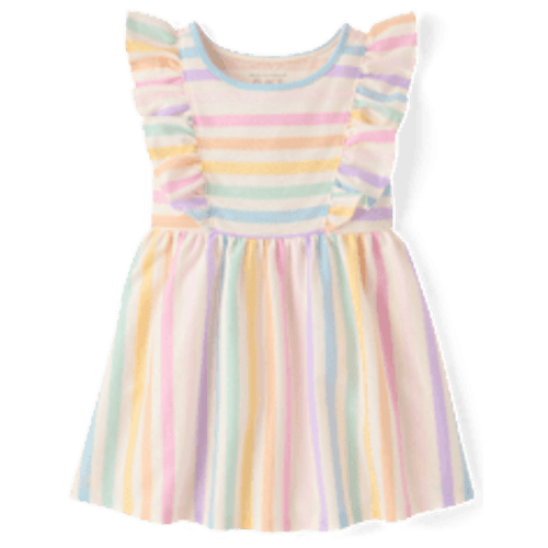 Baby And Toddler Girls Short Sleeve Print Flutter Dress - WHITE | The Children's Place 12-18M