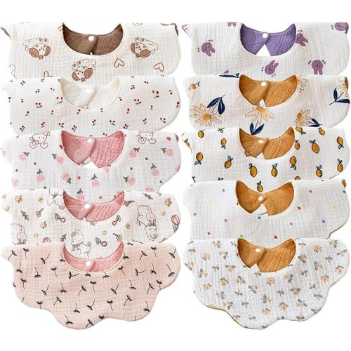 Muslin Baby Bibs for Drooling and Teething Newborn Drool Bibs for Baby Girl Boy