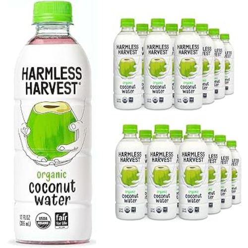 Harmless Harvest Organic Coconut Water Drink, Hydration with Natural Electrolytes, No Sugar Added, Fair for Life Certified, Pure Coconut Water 12 Fl Oz (Pack of 24)