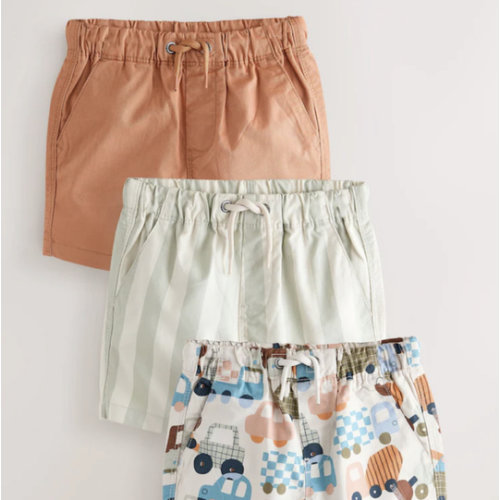 Buy Rust Orange/Stripe/Transport Pull On Shorts 3 Pack (3mths-7yrs) from Next USA
