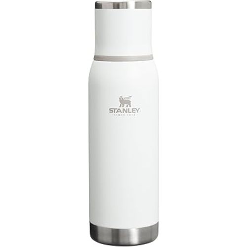 Stanley Adventure-To-Go Vacuum Bottle 25 oz | Wide Mouth with Leakproof Cup Lid | Keep Drinks Hot or Cold | Packable for Travel | Insulated Stainless Steel Thermal Bottle | BPA-Free | Frost White