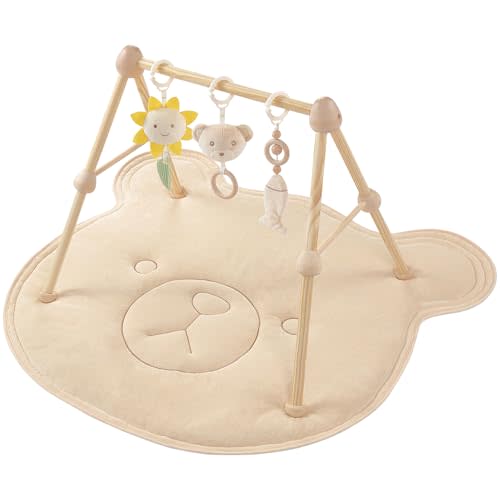 COTTONBEBE Organic Baby Gym Wooden Cotton Play Mat (Brown)