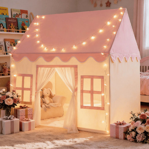 wilwolfer Pink Indoor Playhouse – Spacious Toddler Tent & Toy House for Indoor Playroom & Birthday Gifts | Wayfair