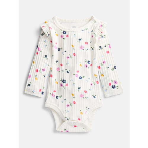 Wonder Nation Baby Girls Flutter Bodysuit with Long Sleeves, Sizes 0-24 Months