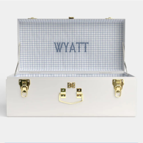 Petite Trunk - White - Picnic in Blue / Embroidery
