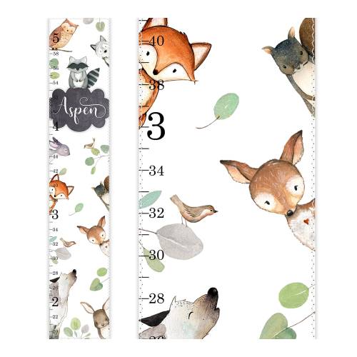 Woodland Animals Growth Chart, Canvas Growth Chart, Gender Neutral Growth Chart, Woodland Decor, Forest Animals Nursery Decor, Nursery Print