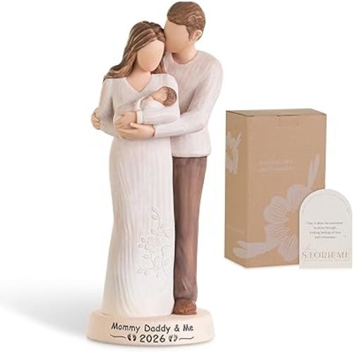 New Mom Gifts for Women: First Time Parents Gift for Couples - Pregnancy Gifts for Expecting Mother After Birth - Hand-Finished Mommy Dad to Be Figurine