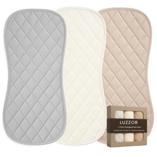 Changing Pad Liners 3 Pack – Waterproof, Soft, Absorbent, Non-Slip, Machine Washable, Reusable Baby Changing Pad Liners, Also Fits Peanut Shaped Changing Pads, Changing Table Pads