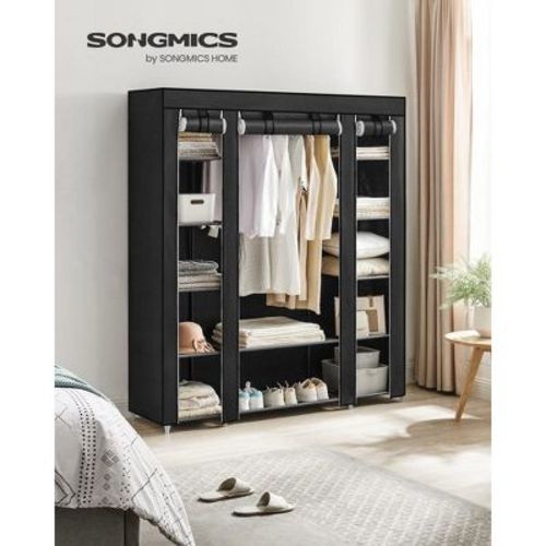 SONGMICS 59" Closet Wardrobe Portable Closet Organizer Storage Clothing Rack Shelf with Non-Woven Fabric Cover