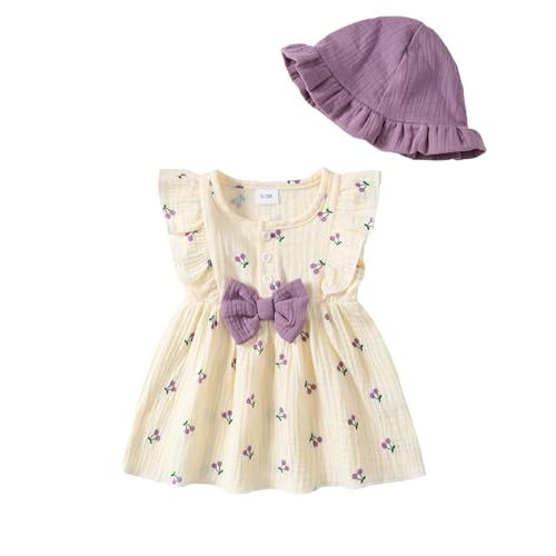 sweetabby Toddler Baby Girl Dresses Summer Clothes Boho Short Sleeve Dress Ruffle Infant Sundress Cute Girls Outfit