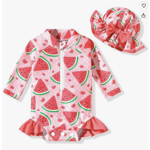 Aalizzwell Baby Girls Long Sleeve One Piece Swimsuit with Hat