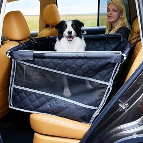 Dog Car Seat for Large Dogs, Back Seat Extender with Mesh Windows, Strong Support Dog Car Seat Cover for Cars, Trucks and SUVs (28 * 23 * 21.7inches)
