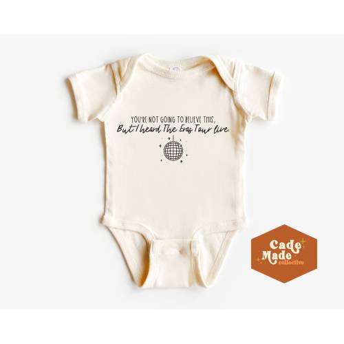 Eras Tour Pregnancy Announcement Baby Onesie® Bodysuit - I heard Eras Tour Live Disco Ball Cotton Baby Outfit