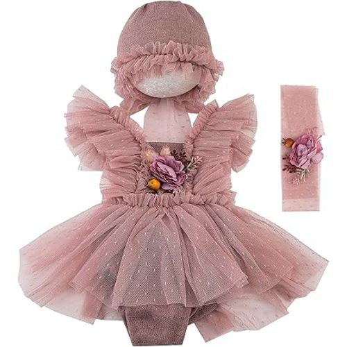 Zeroest Newborn Photography Prop Outfits Girl Lace Outfit Set Baby Girl Photo Shoot Infant Princess Photos Costume