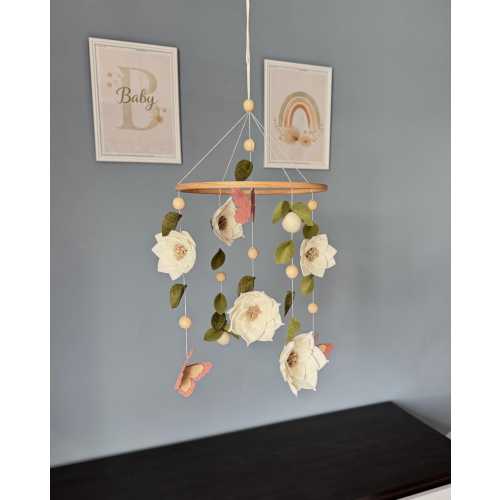 Baby mobile girl Butterfly mobile Wildflower nursery decor Baby crib mobile Felt baby mobile Hanging art mobile Nursery mobile