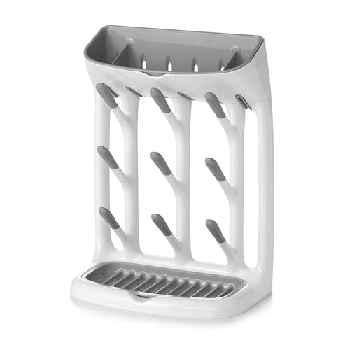 OXO Tot Space-Saving Baby Bottle Drying Rack, Compact Dish Drying Rack with Removable Trays, Countertop Bottle Organizer for Baby Bottles, Nipples, Pacifiers and Lids, BPA Free, Dishwasher Safe