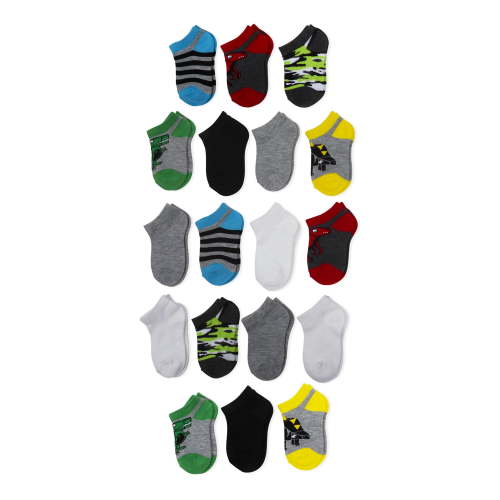 Wonder Nation Baby and Toddler Boy No Show Socks, 18-Pack, Sizes 18M-5T