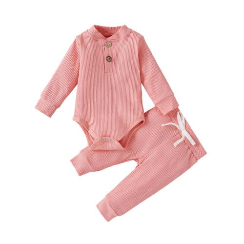 Hjtefg Baby Girls Winter Thermal Two Piece Set Warm Long Sleeve Romper and Pants Outfit Soft Comfy Quilted Wear for Toddler Cold Weather Daily Clothes,Color: 2-Pink Size: 3-6 Months