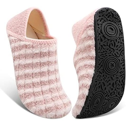 Fires Womens Mens Slippers with Rubber Sole Soft-Lightweight House Slipper Socks Around House Shoes Non Slip Indoor/Outdoor