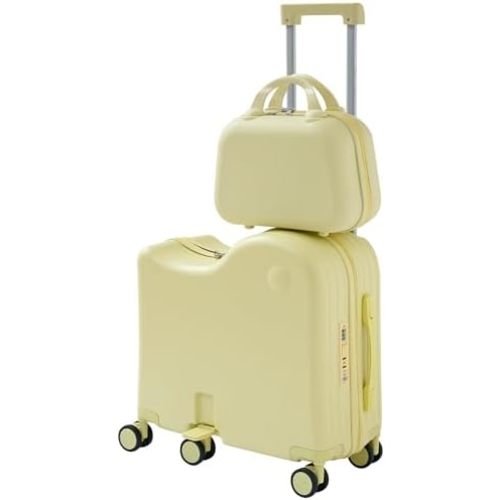 TABU Ride On Luggage Set with Bag, Carry On Suitcase for Kids, Yellow