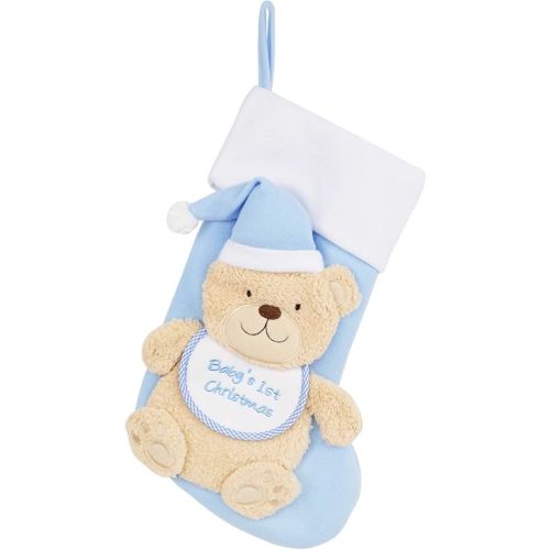 Etistta Baby's 1st Christmas Stocking, Baby Girls & Baby Boys, 18 inch Bear Baby's First Christmas Stockings for Newborn Christmas Decor (Blue)
